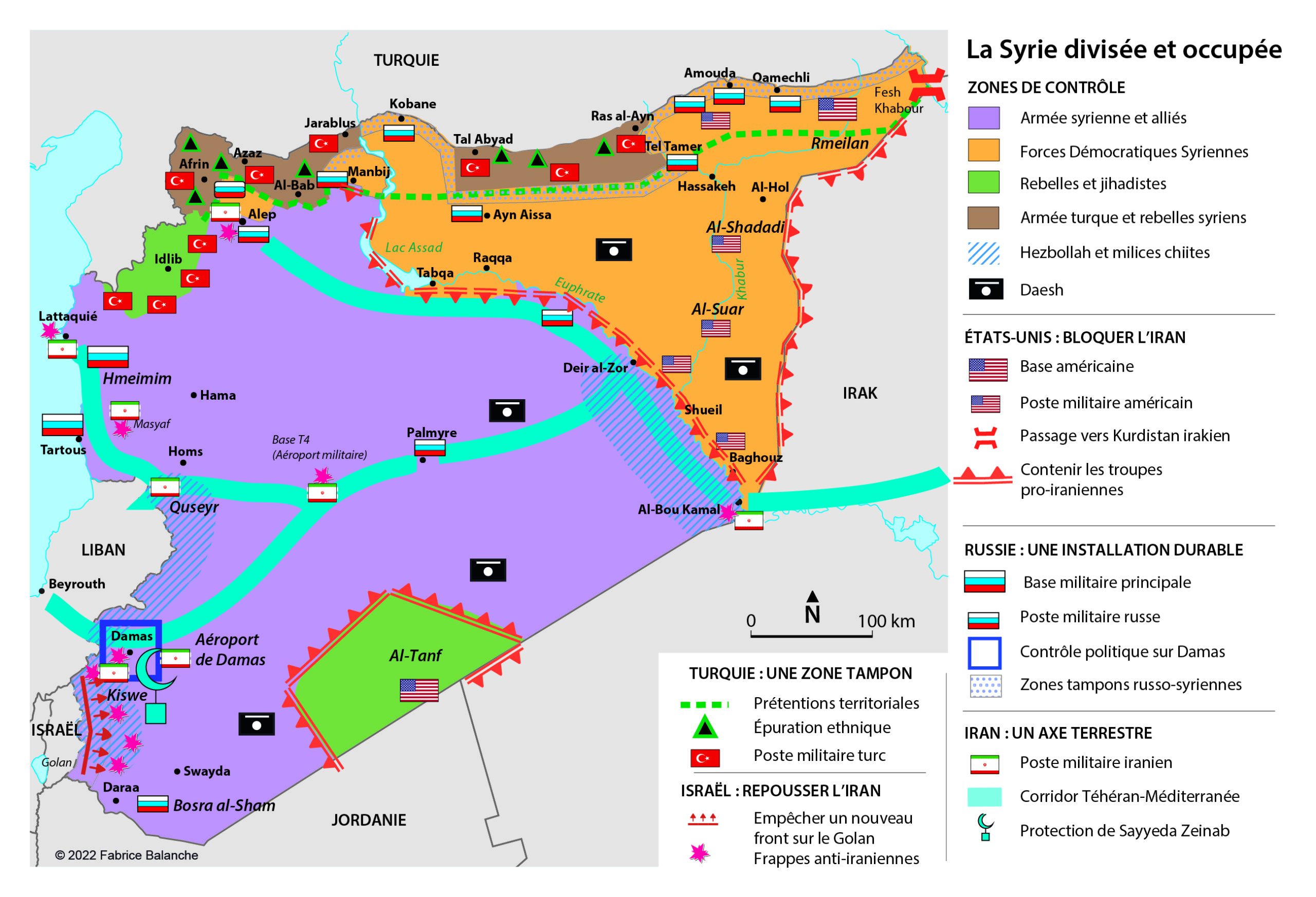 La Syrie divisée et occupée en 2022
