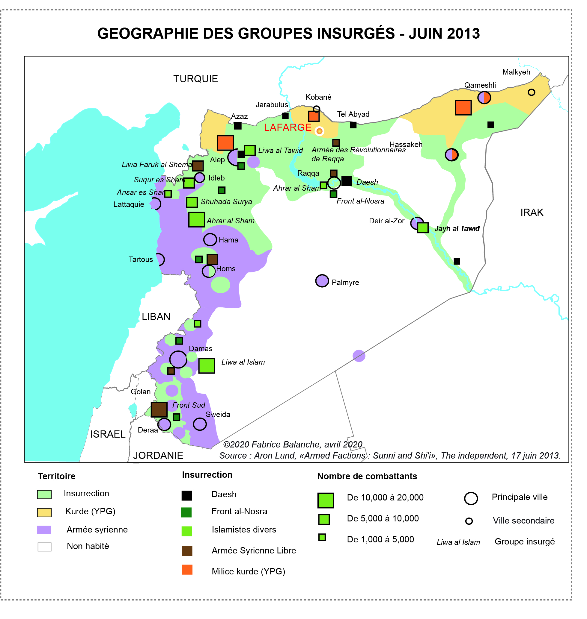 Géographie des groupes insurgés-Syrie juin 2023. Fabrice Balanche