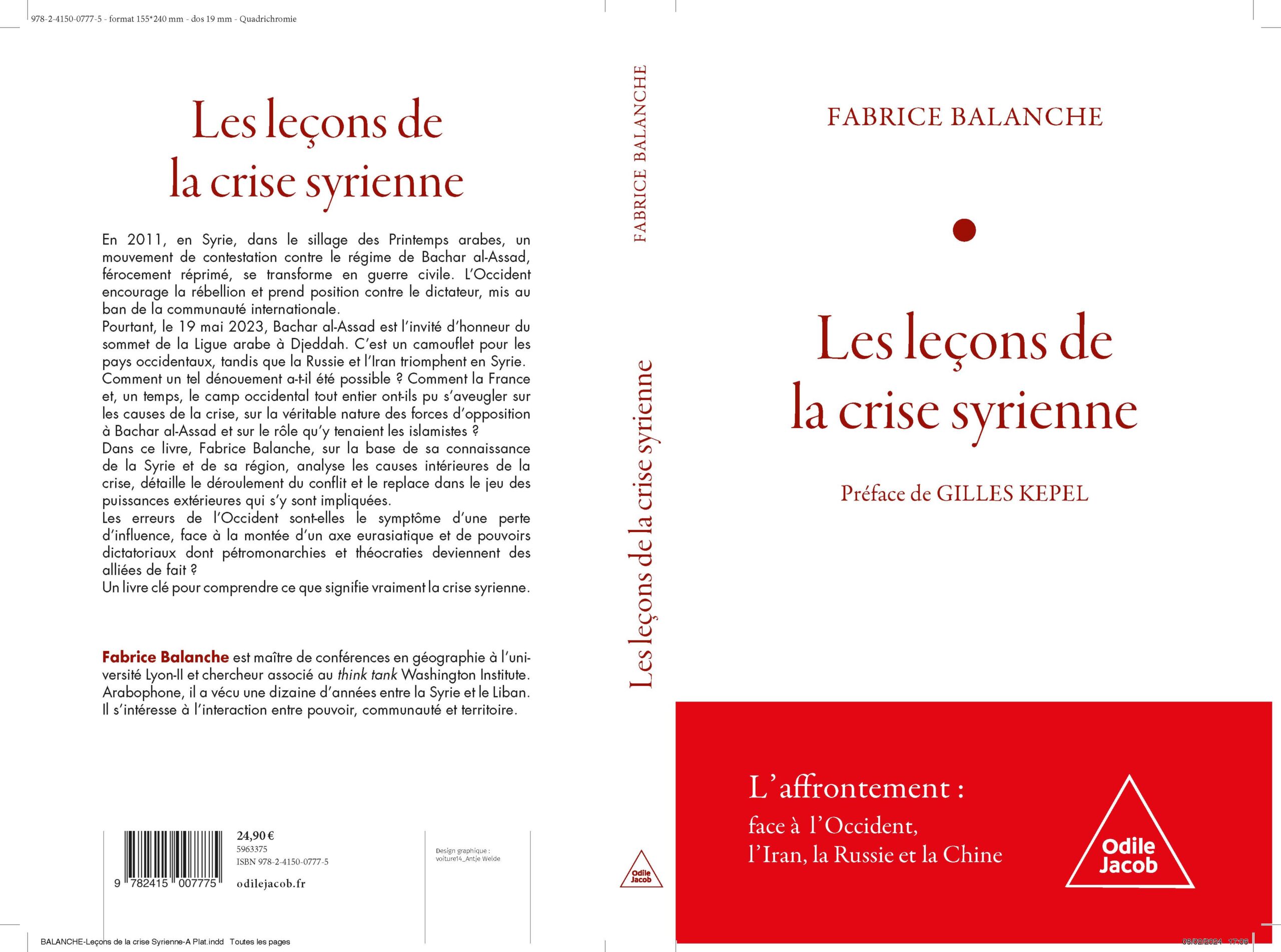Fabrice Balanche - Les leçons de la crise syrienne - Livre