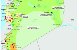 La répartition des communautés en Syrie avant guerre- Carte Fabrice Balanche