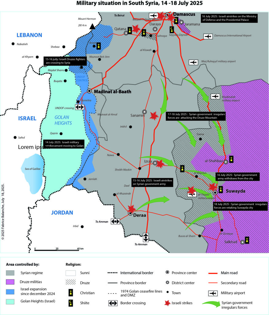 Military situation in South Syria 14-18 July 2025