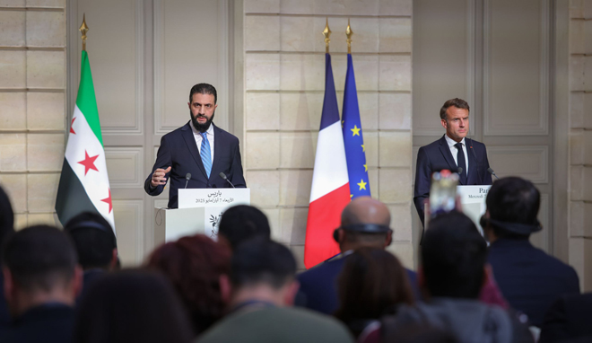 Macron and al-Sharaa, Paris, May 2025